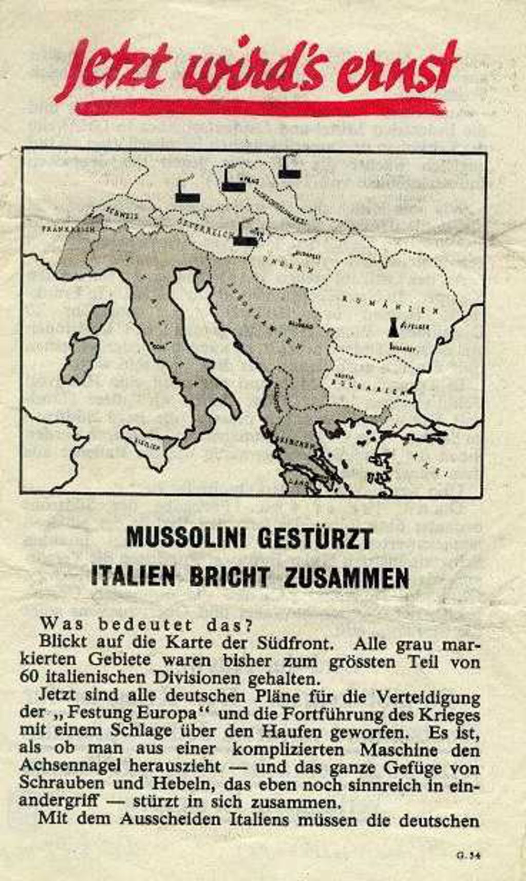 Exponat: Flugblatt: Invasion in Sizilien, 1943