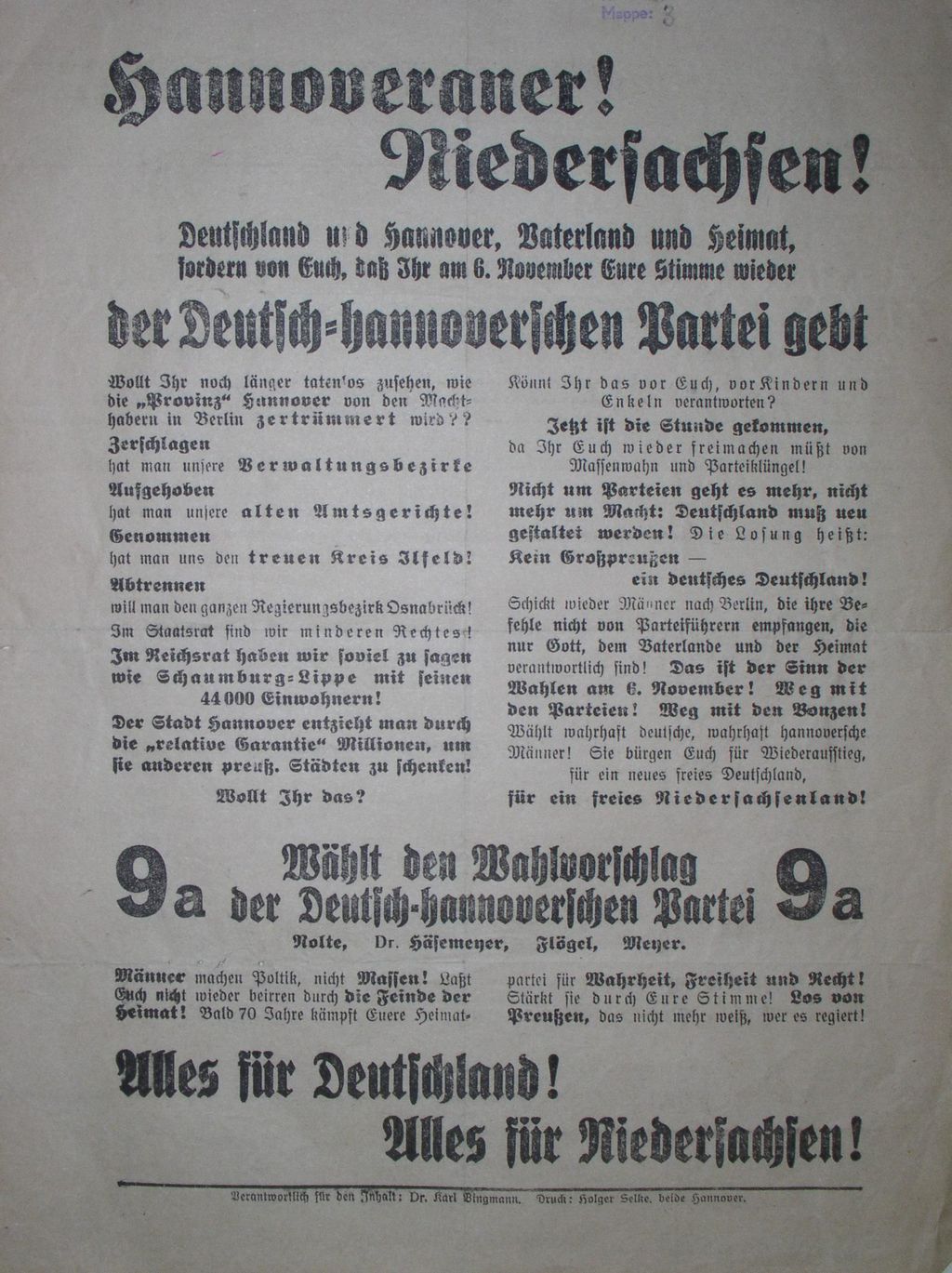 Exponat: Plakat: Wahlaufruf der DHP, 1932
