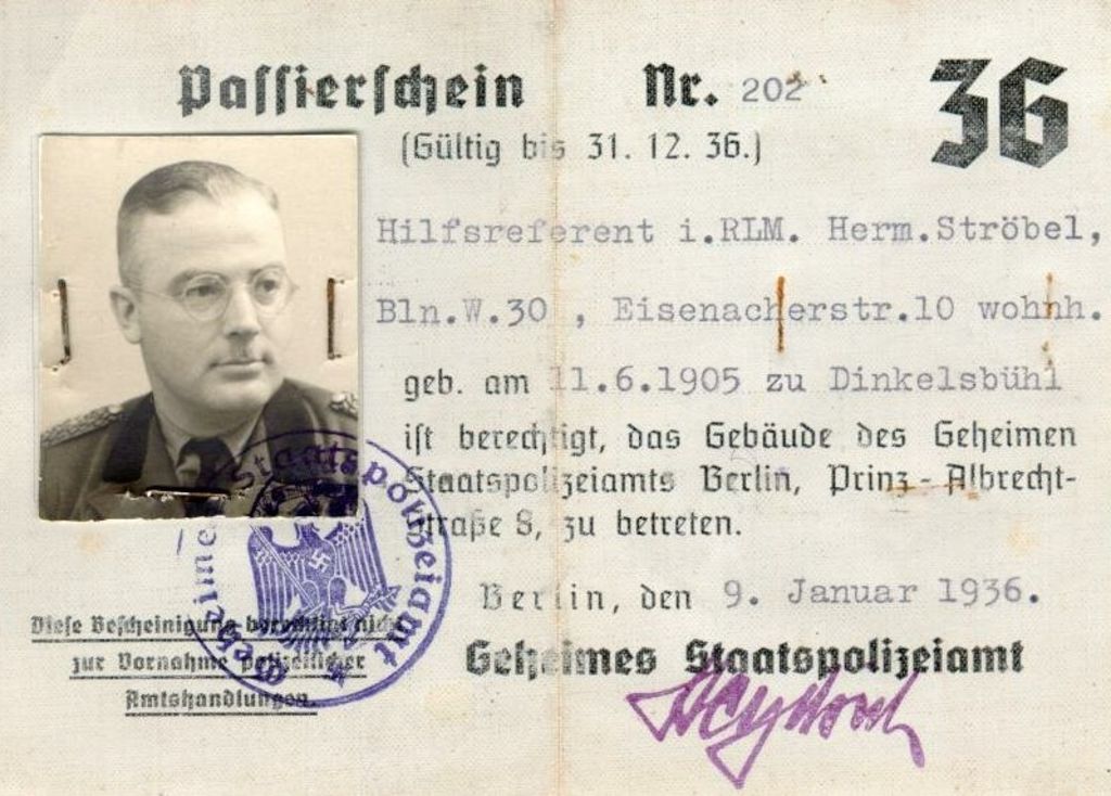 Lemo Bestand Objekt Passierschein Der Gestapo 1936