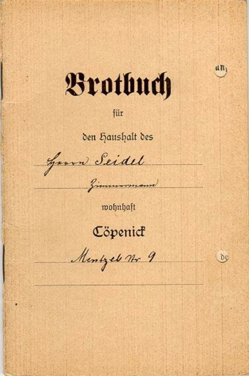 Exponat: Brotbuch, 1915