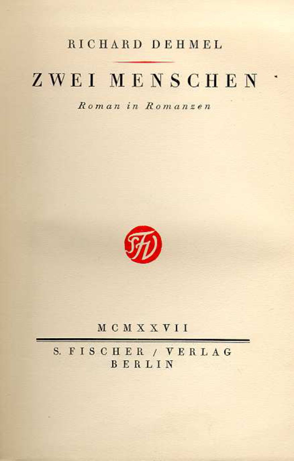 Exponat: Buch: Dehmel, Richard "Zwei Menschen", 1927