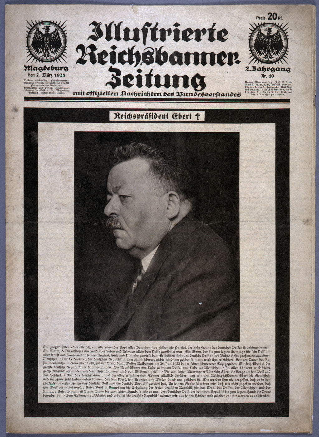 Zeitung: Tod Friedrich Eberts, 1925
