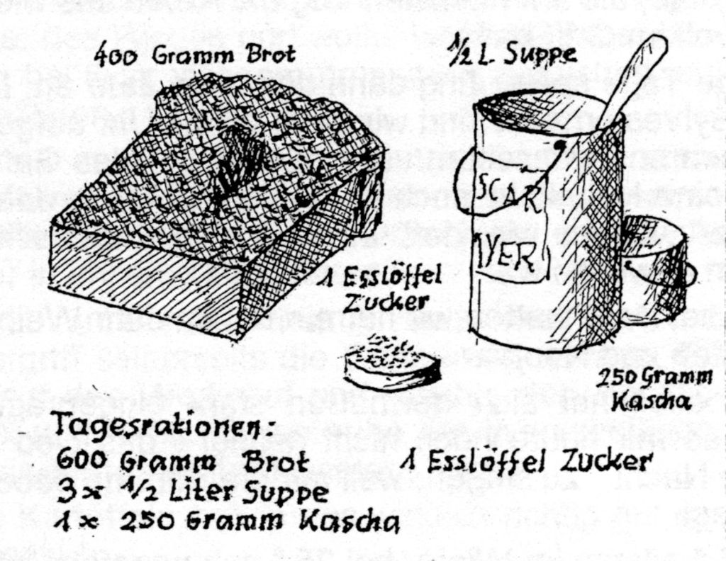 Zeichnung: Kriegsgefangenenlager Borowitschi