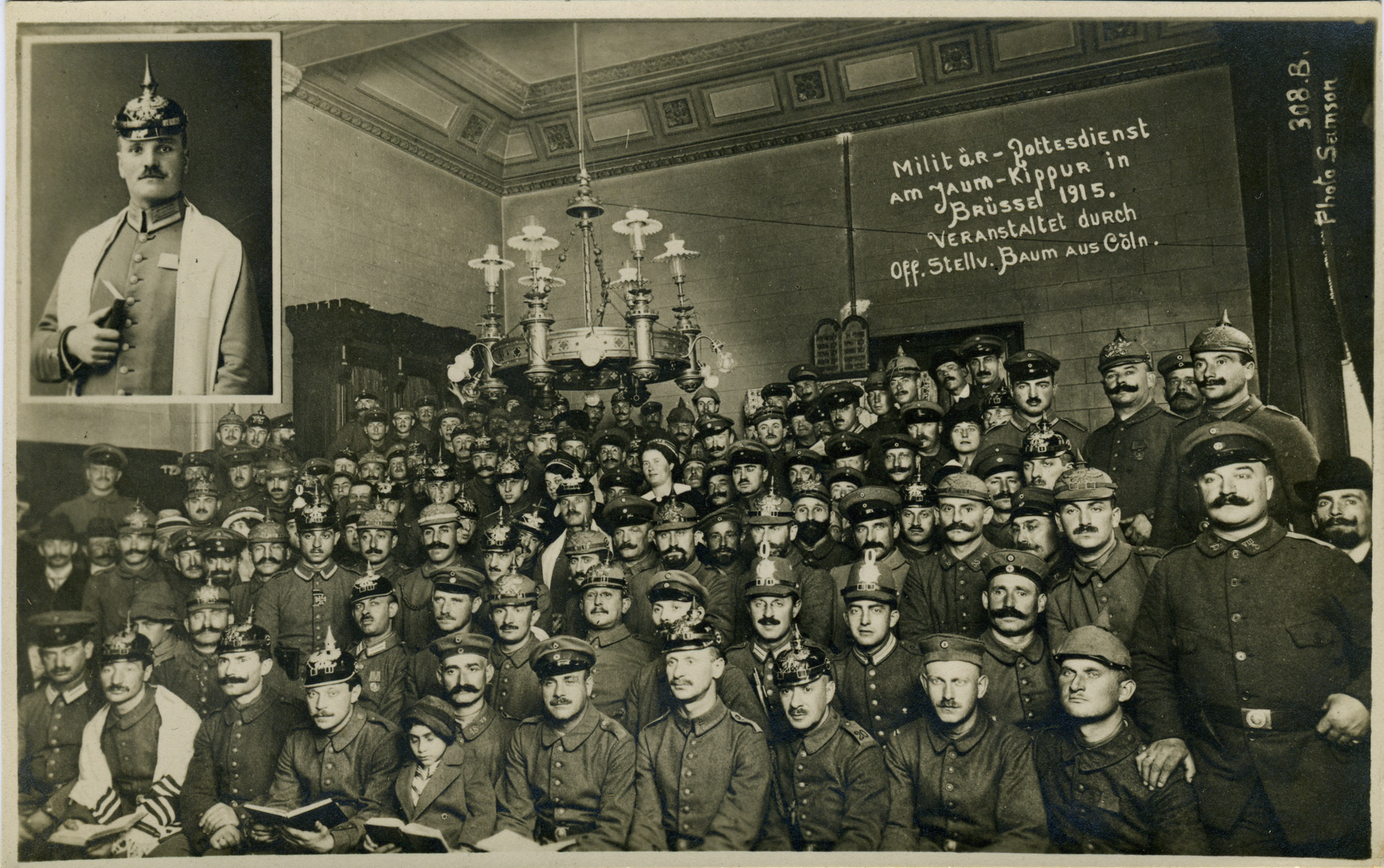 [Postkarte: Militär-Gottesdienst am Jaum-Kippur in Brüssel 1915]
