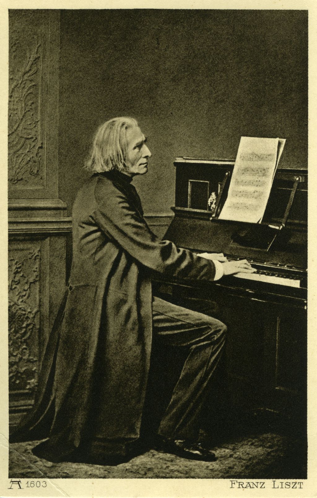 Postkarte: Franz Liszt am Klavier, 1910