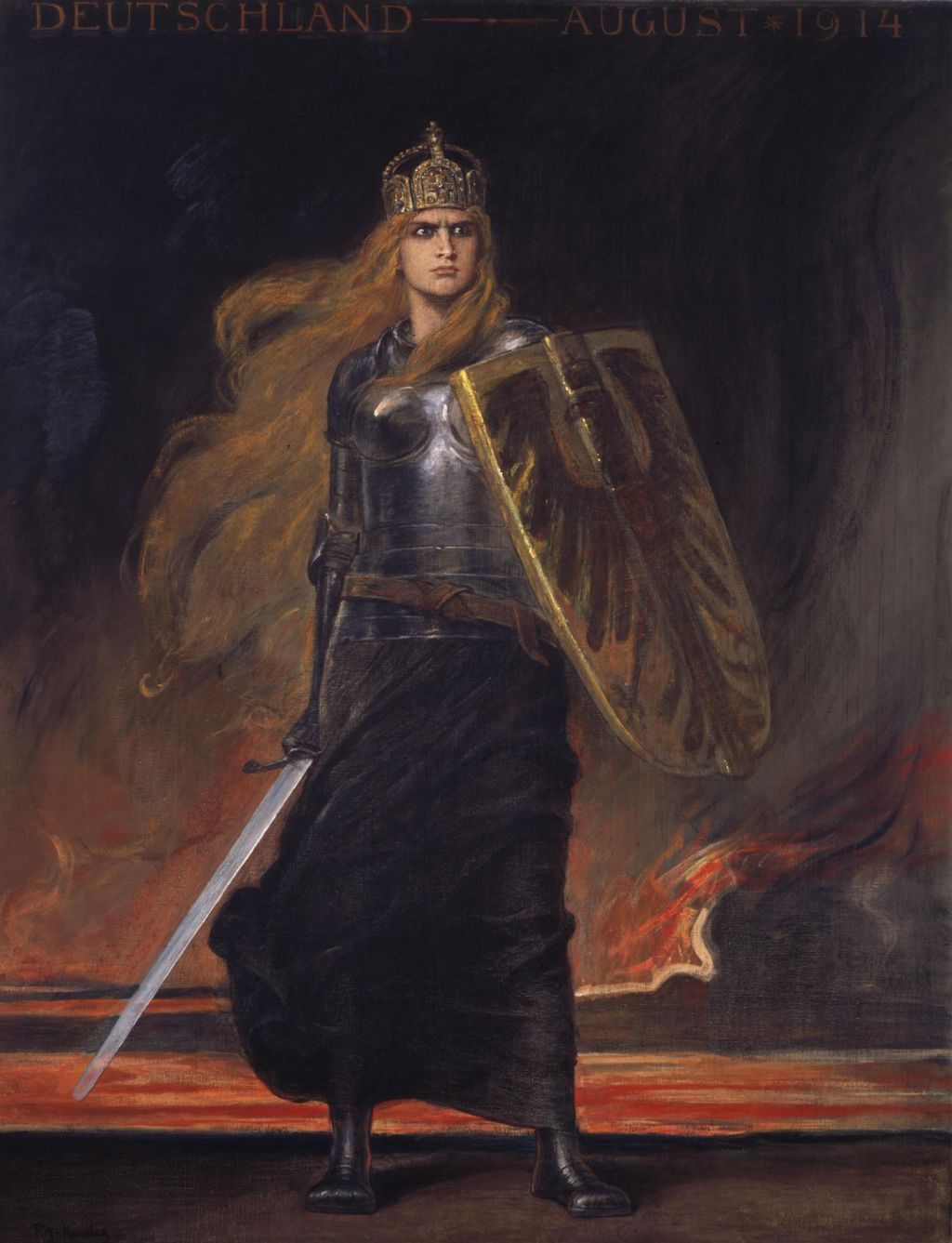 Gemälde: Friedrich August von Kaulbach, "Germania", 1914