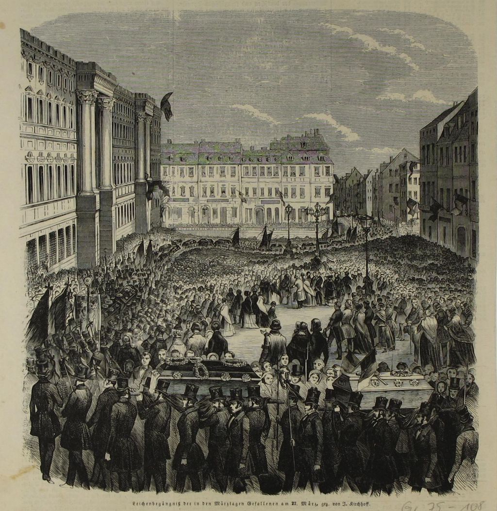 Exponat: Graphik: Leichenbegräbnis für die Märzgefallenen am 22. März 1848
