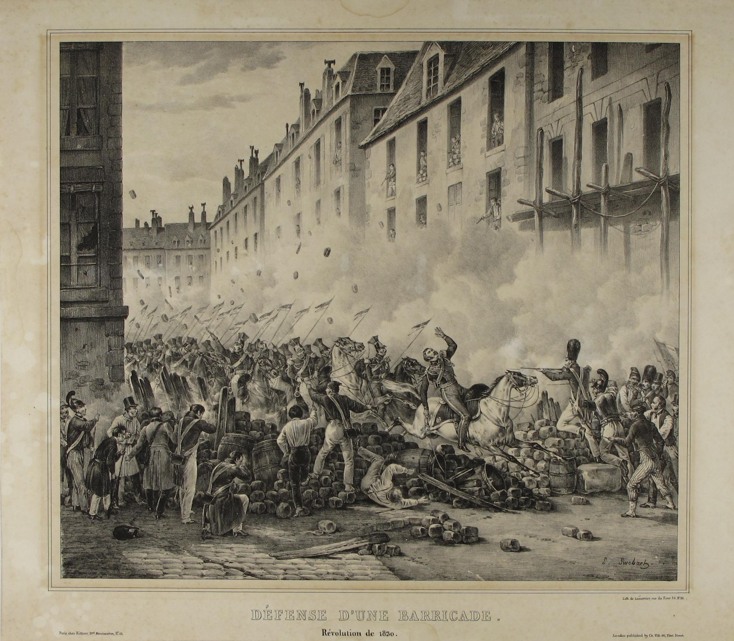 [Barrikadenkampf während der Julirevolution 1830 in Paris]