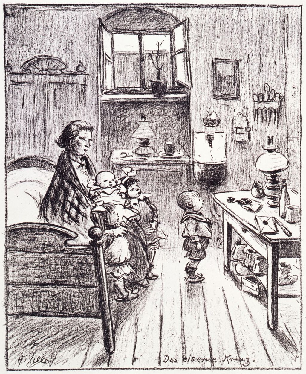 Grafik: Heinrich Zille, "Das eiserne Kreuz", 1916