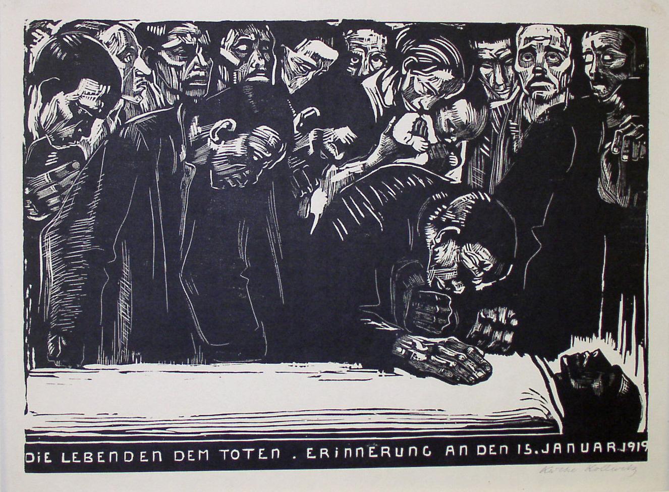 Käthe Kollwitz: Die Lebenden dem Toten. Erinnerung an den 15. Januar 1919 - Gedenkblatt zum Tode Karl Liebknechts