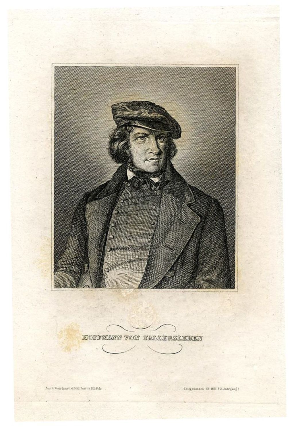 Grafik: August Heinrich Hoffmann von Fallersleben, um 1850