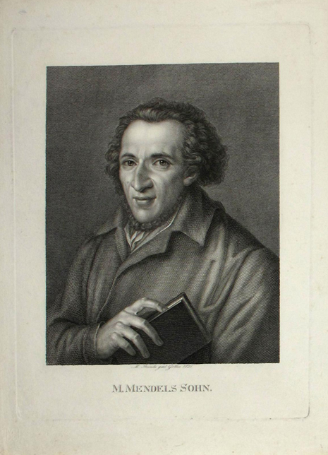 Grafik: Porträt des Philosophen und Literaturwissenschaftlers Moses Mendelssohn, 1821