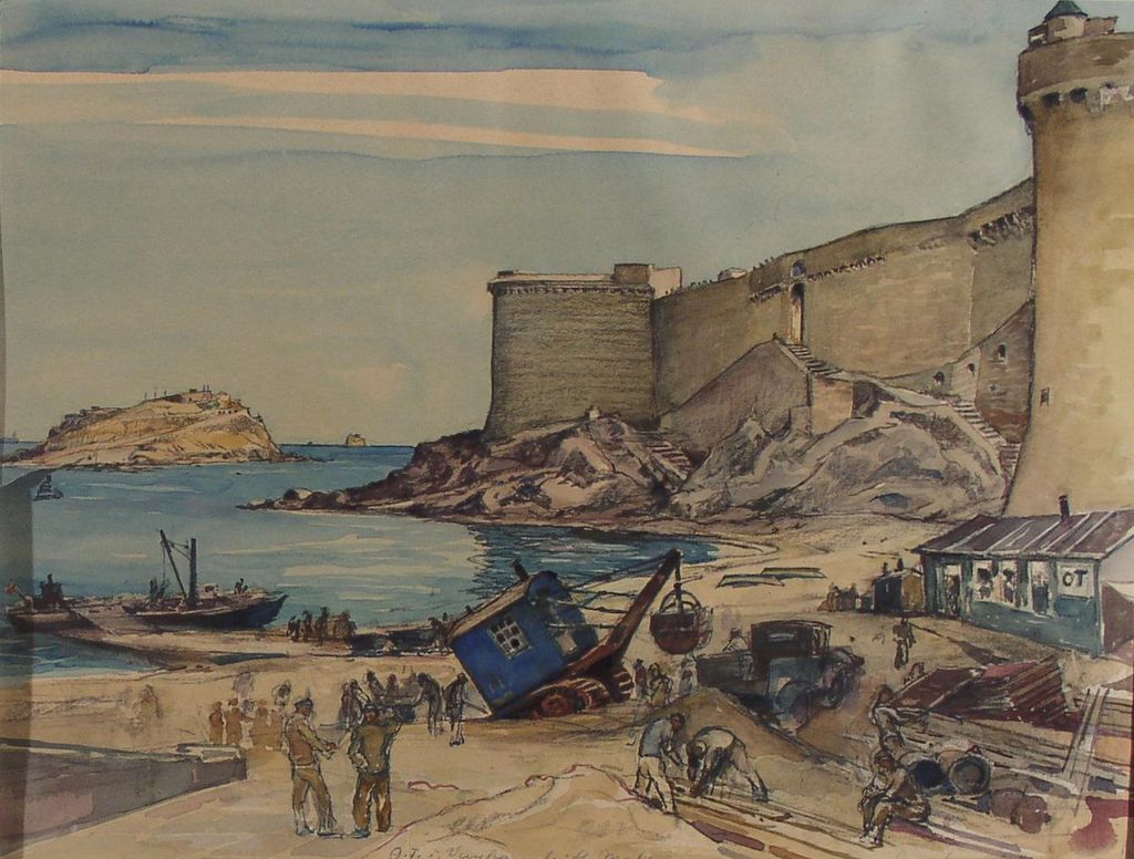 Grafik: Baustelle der Organisation Todt bei Saint-Malo, 1943
