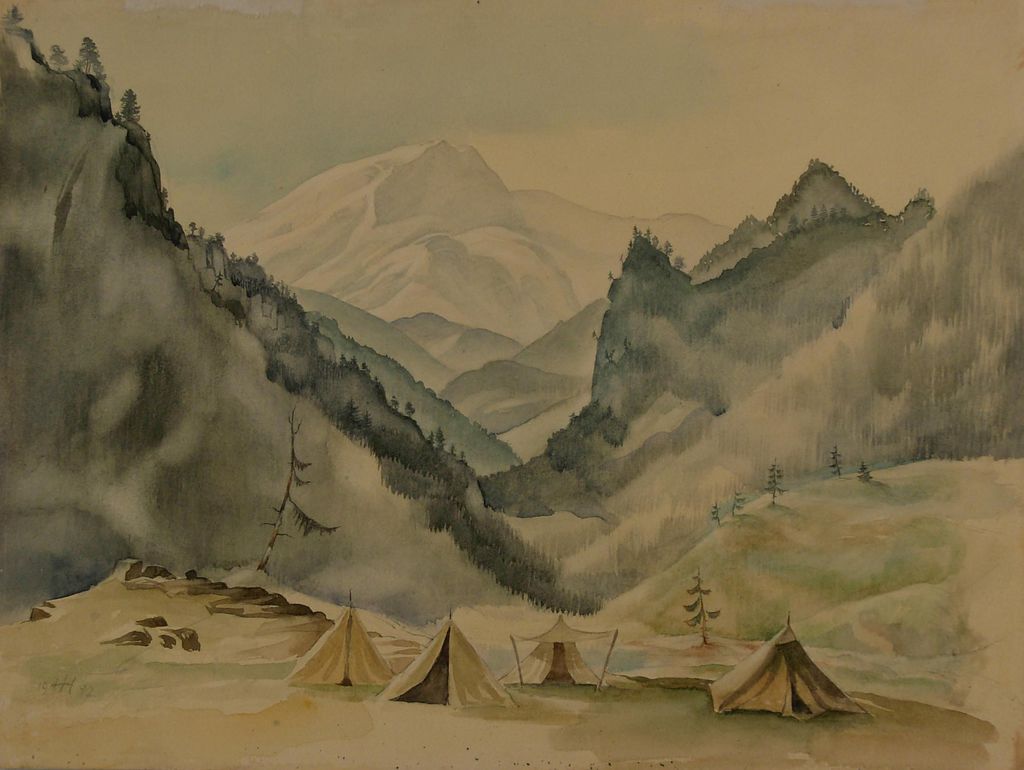 Exponat: Grafik: Kubantal mit Elbrus, 1942