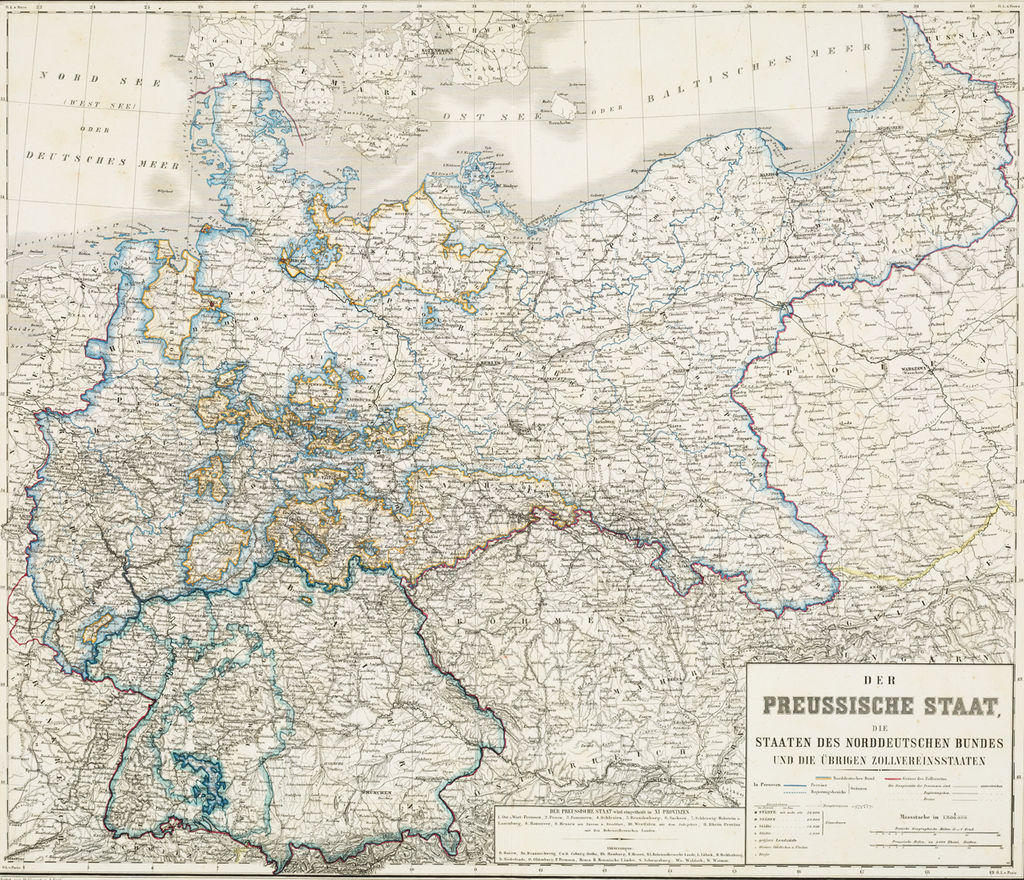 Karte: "Der Preußische Staat, die Staaten des Norddeutschen Bundes und die übrigen Zollvereinsstaaten"