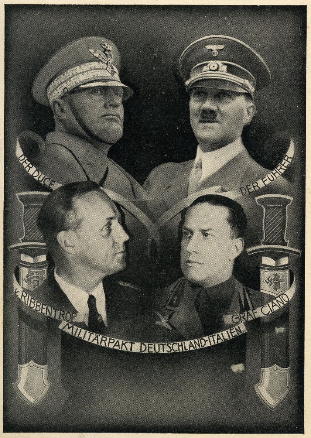 Exponat: Postkarte: "Stahlpakt" - Militärpakt Deutschland-Italien, 1939
