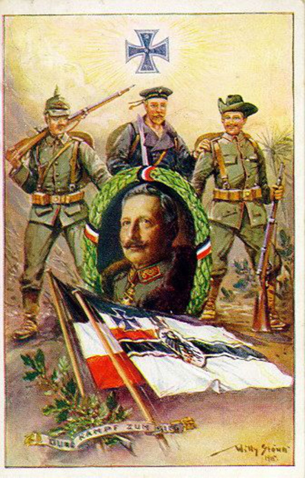 Exponat: Postkarte: "Durch Kampf zum Sieg", 1914