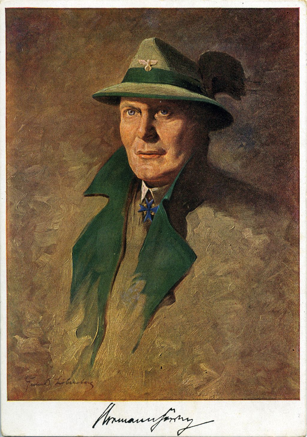 Postkarte: Gerhard Löbenberg: Hermann Göring als Jäger, 1939