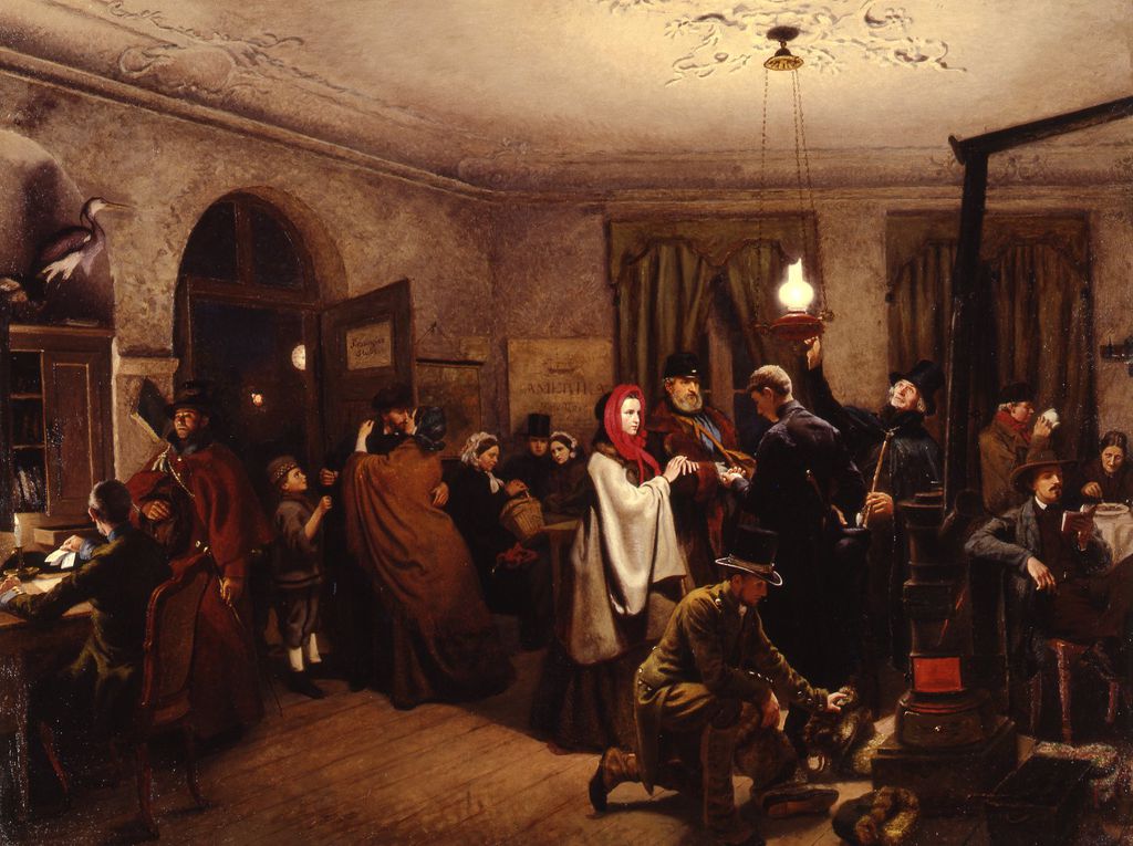 Gemäde: "Die Poststube", 1859