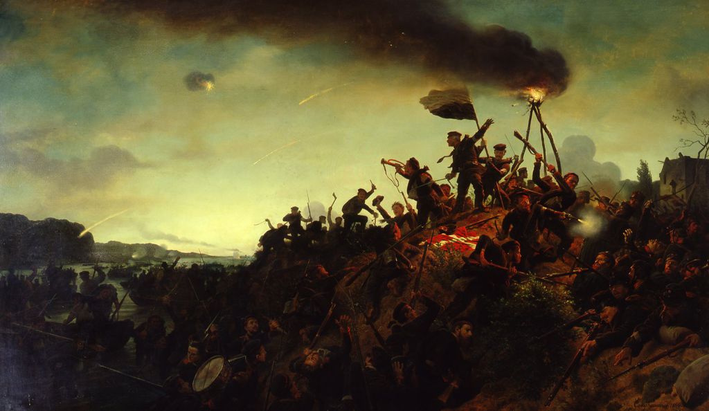 Exponat: Gemälde: "Die Erstürmung der Insel Alsen", 1866