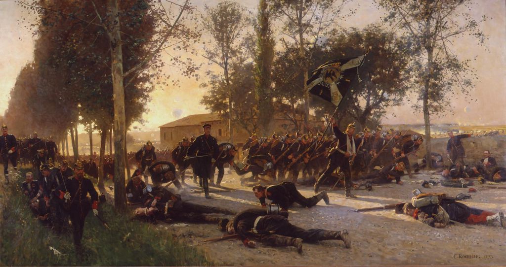 Gemälde aus dem Jahr 1897: Episode aus der Schlacht bei Gravelotte: Tod des Majors von Hadeln am 18.8.1870