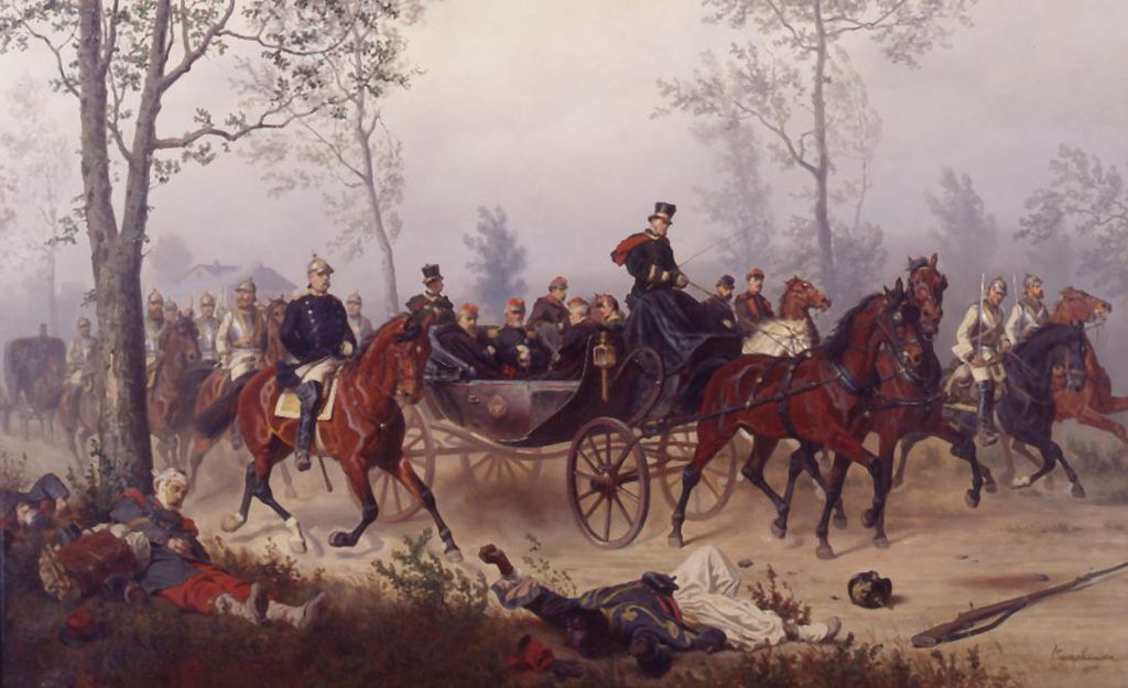 Wilhelm Camphausen, "Napoleon III. wird von Bismarck zu König Wilhelm I. geleitet", 1877