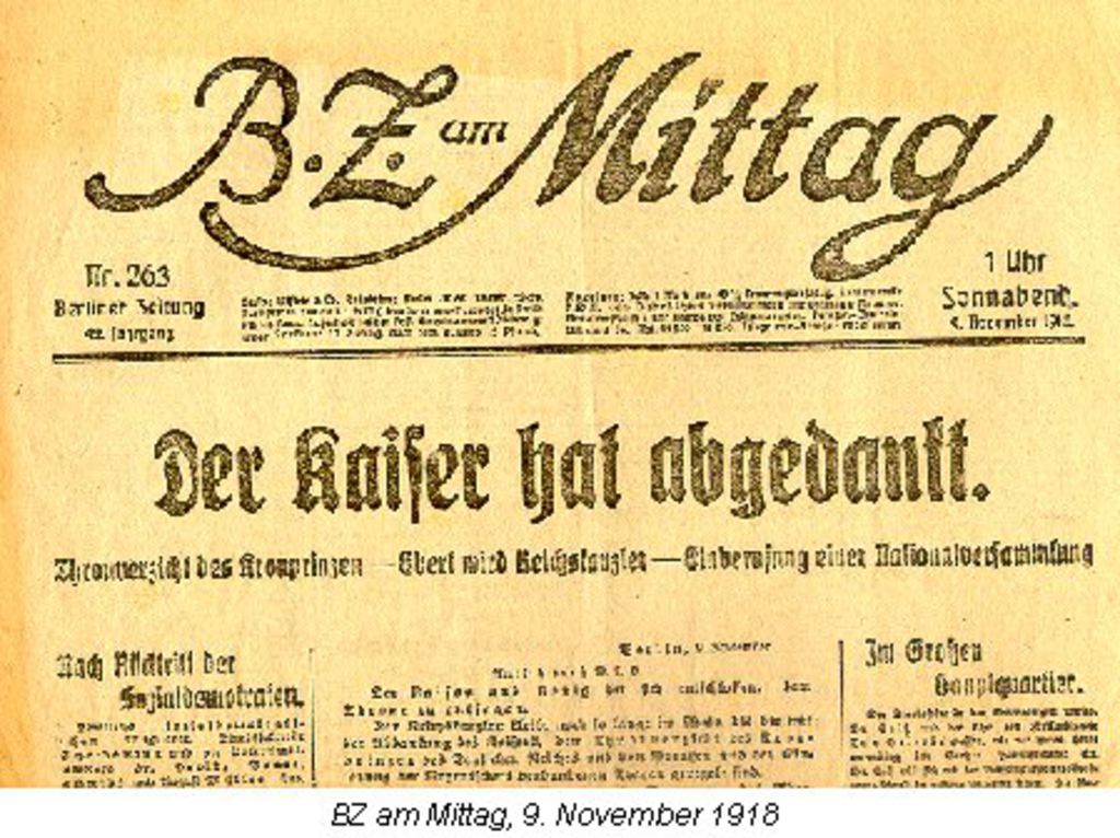 Lemo bestand objekt b z am mittag titelblatt 9 november 1918