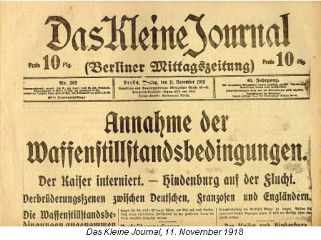 Exponat: Zeitung: Das Kleine Journal (Titelblatt), 11. November 1918 (Kollektives Gedächtnis)