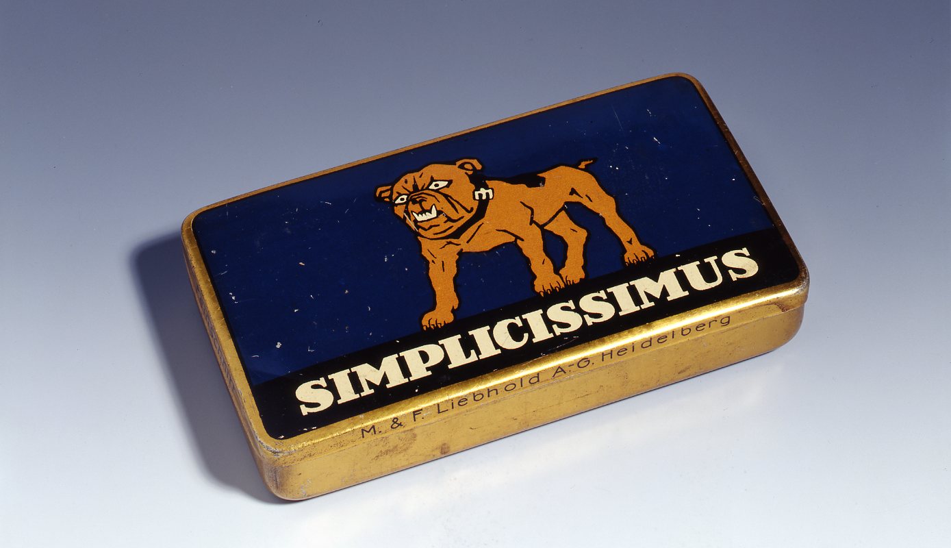 Blechdose für Tabak "Simplicissimus", nach 1900