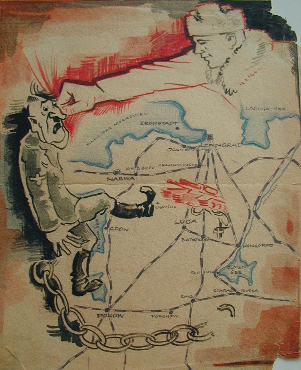 Exponat: Grafik: Karikatur des NKFD, 1942