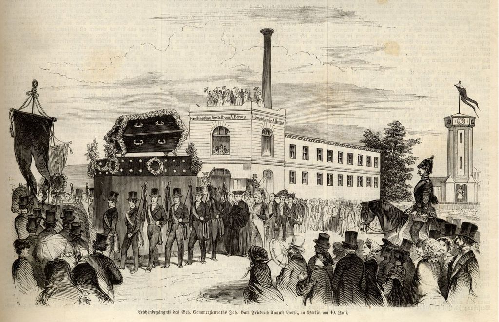 Grafik: Trauerzug für August Borsig in Berlin, 1854
