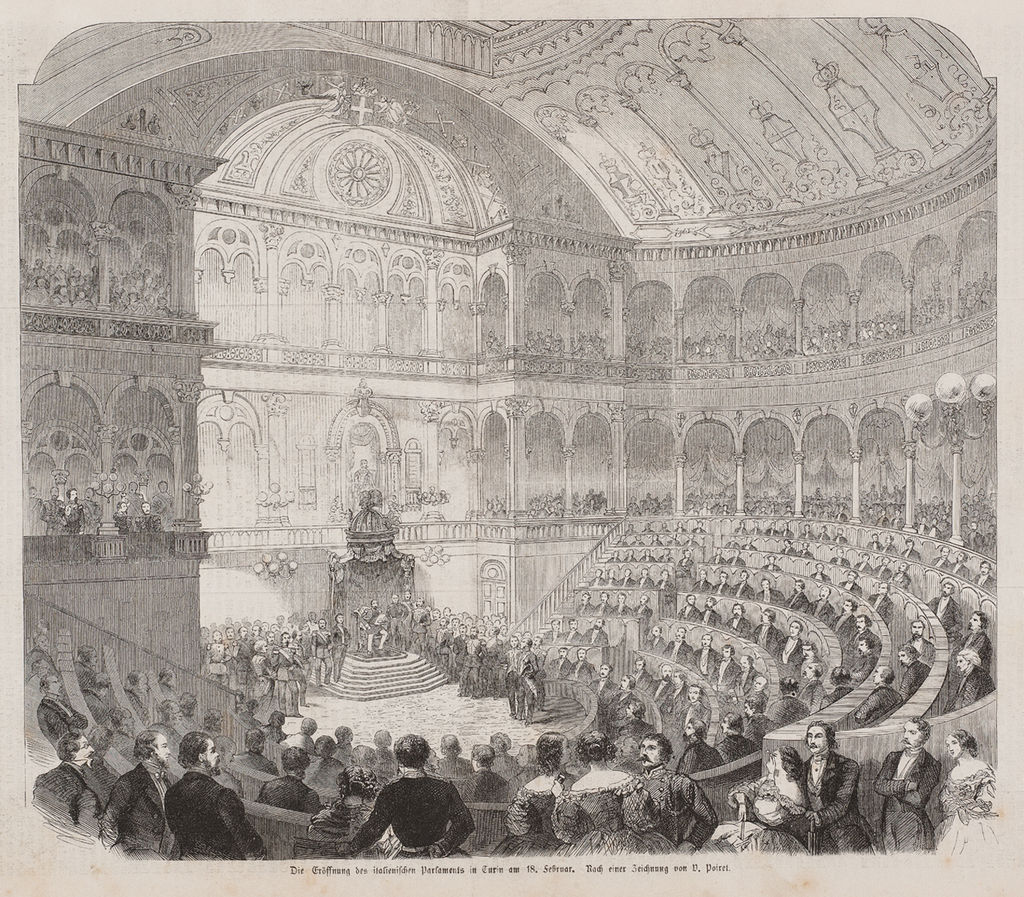 Grafik: Die Eröffnung des italienischen Parlaments in Turin, 1861