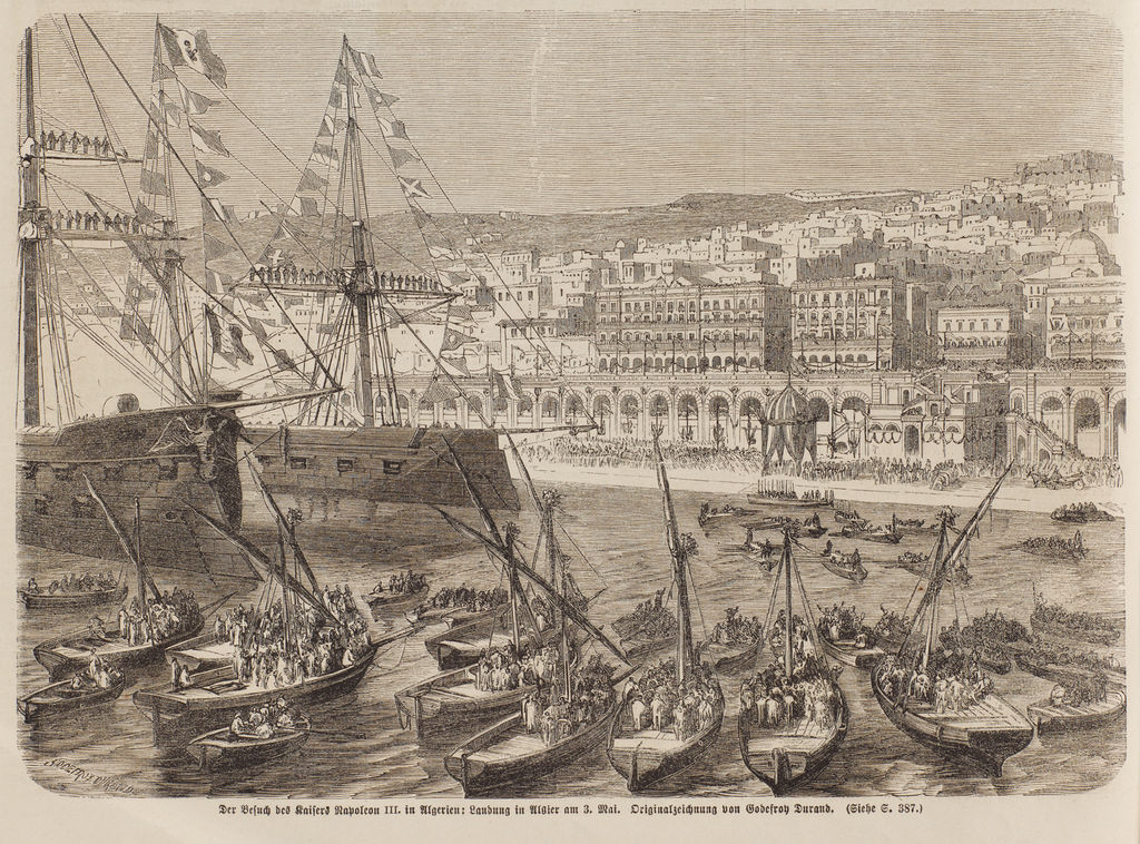 Grafik: Besuch Napoleon III. in der französischen Kolonie Algerien am 3. Mai 1865