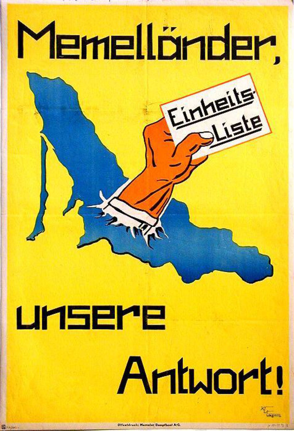 Exponat: Plakat: Wahlplakat der memeldeutschen Einheitsliste, 1935-1938