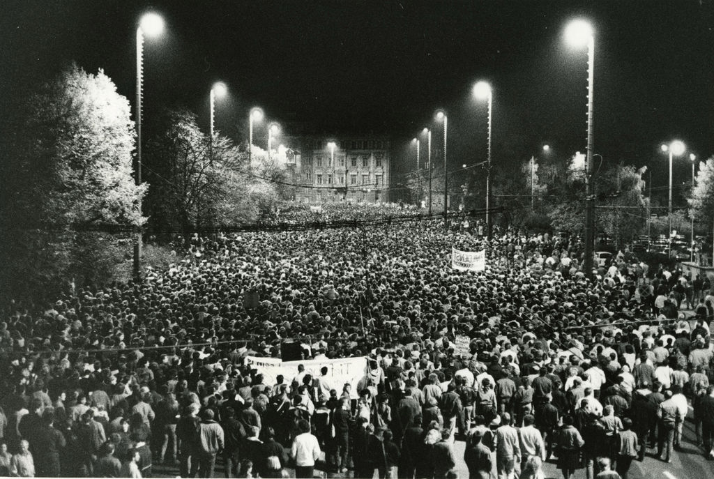 Foto: Montagsdemonstration in Leipzig, 1989