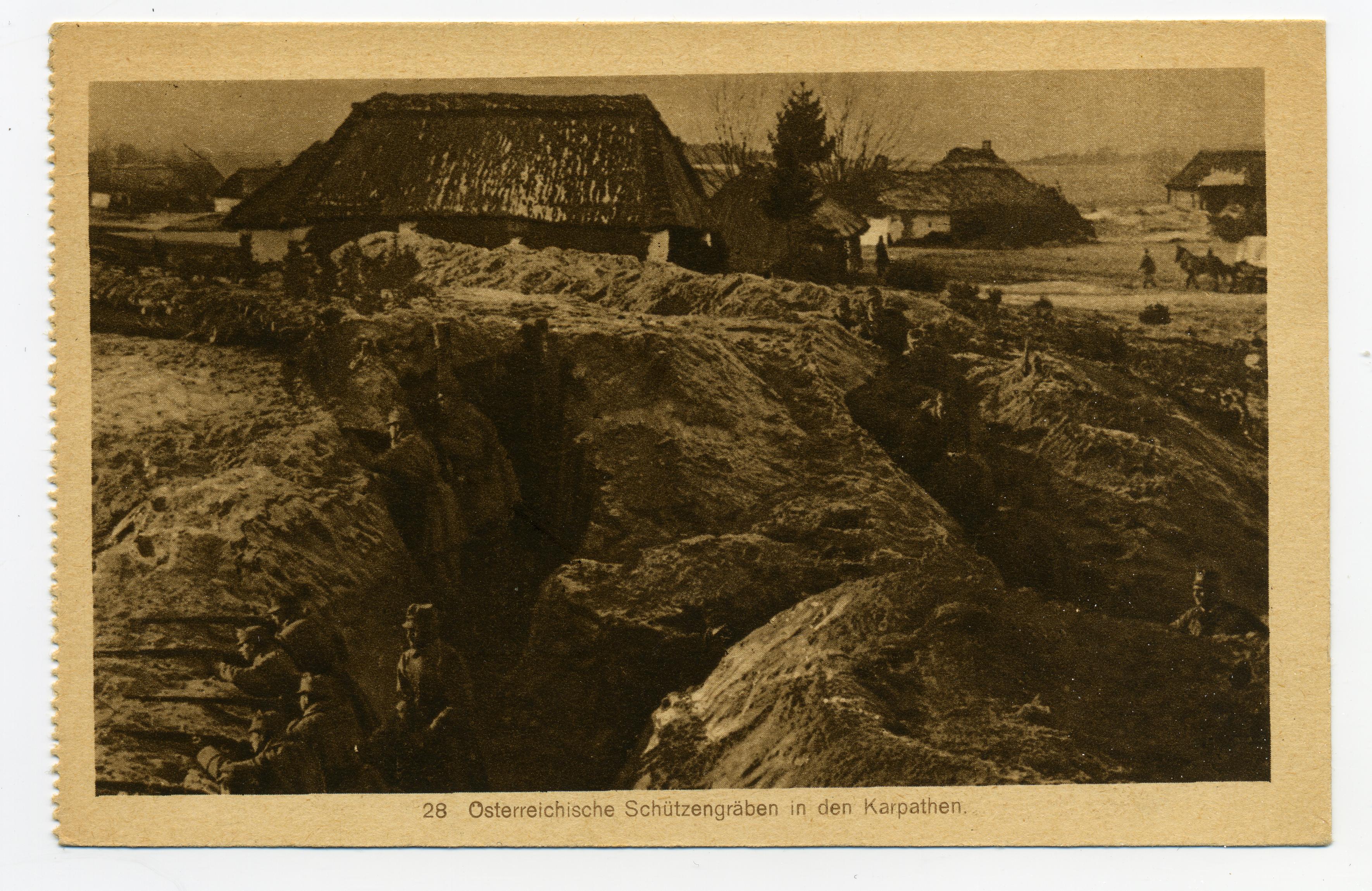 Exponat: Postkarte: Österreichische Schützengräben in den Karpaten, 1917