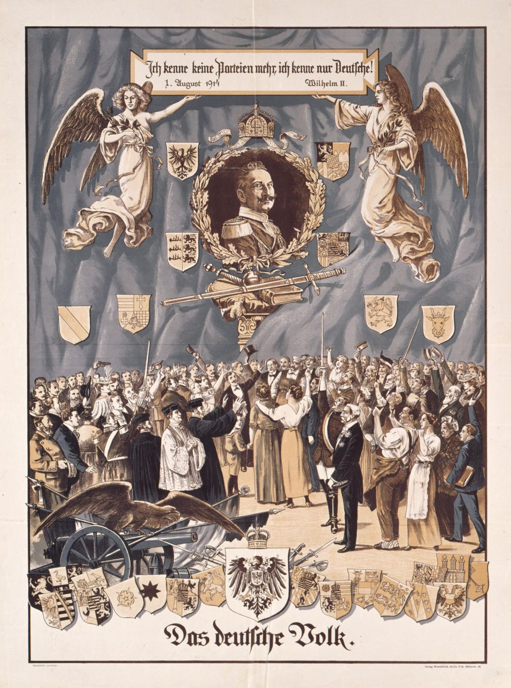 Plakat: Ich kenne keine Parteien mehr, ich kenne nur Deutsche! , 1914