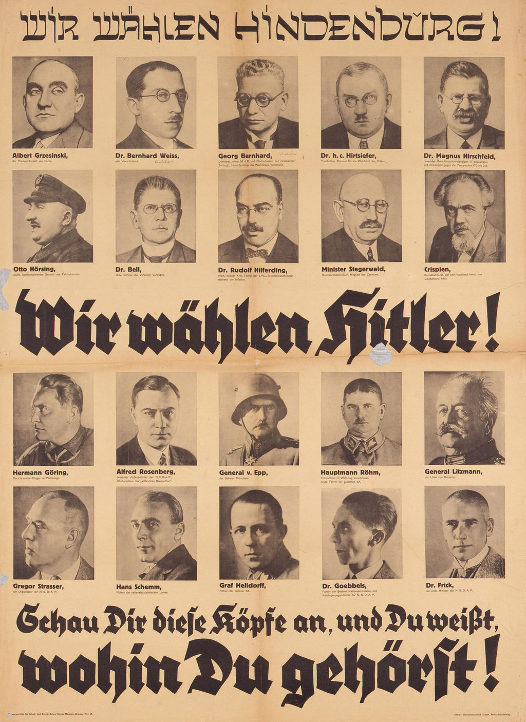Exponat: Plakat: NSDAP zur Reichspräsidentenwahl 1932