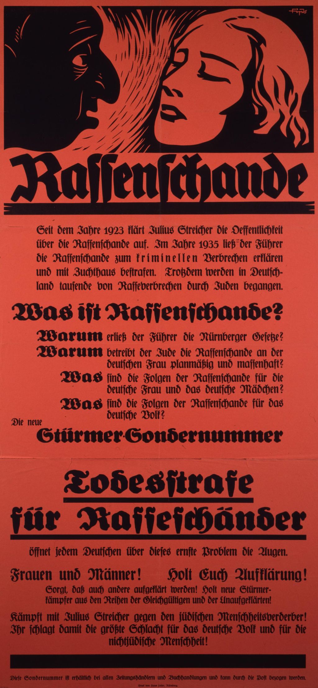 Plakat: "Rassenschande", nach 1935