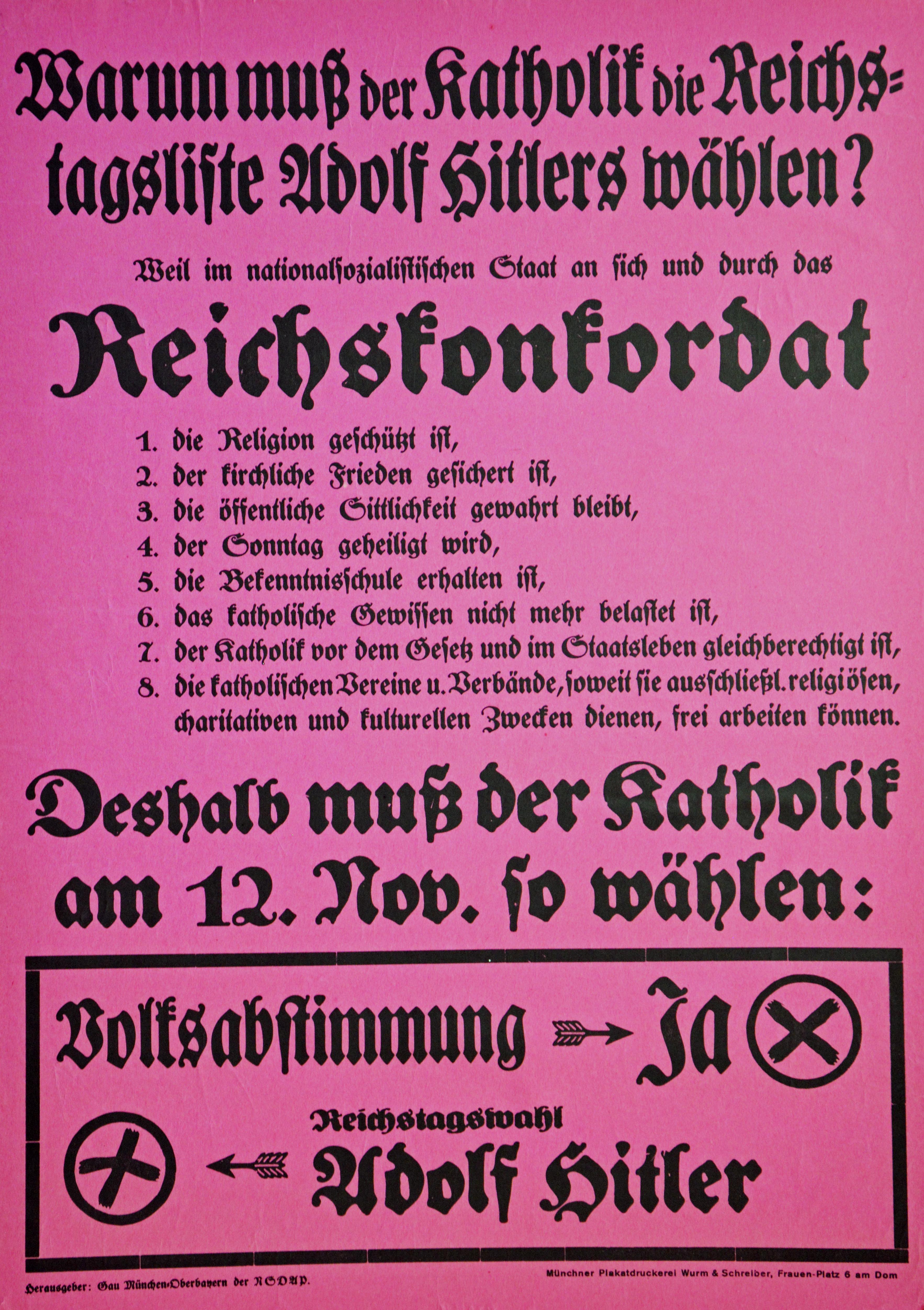 Exponat: Plakat: Reichskonkordat, 1933