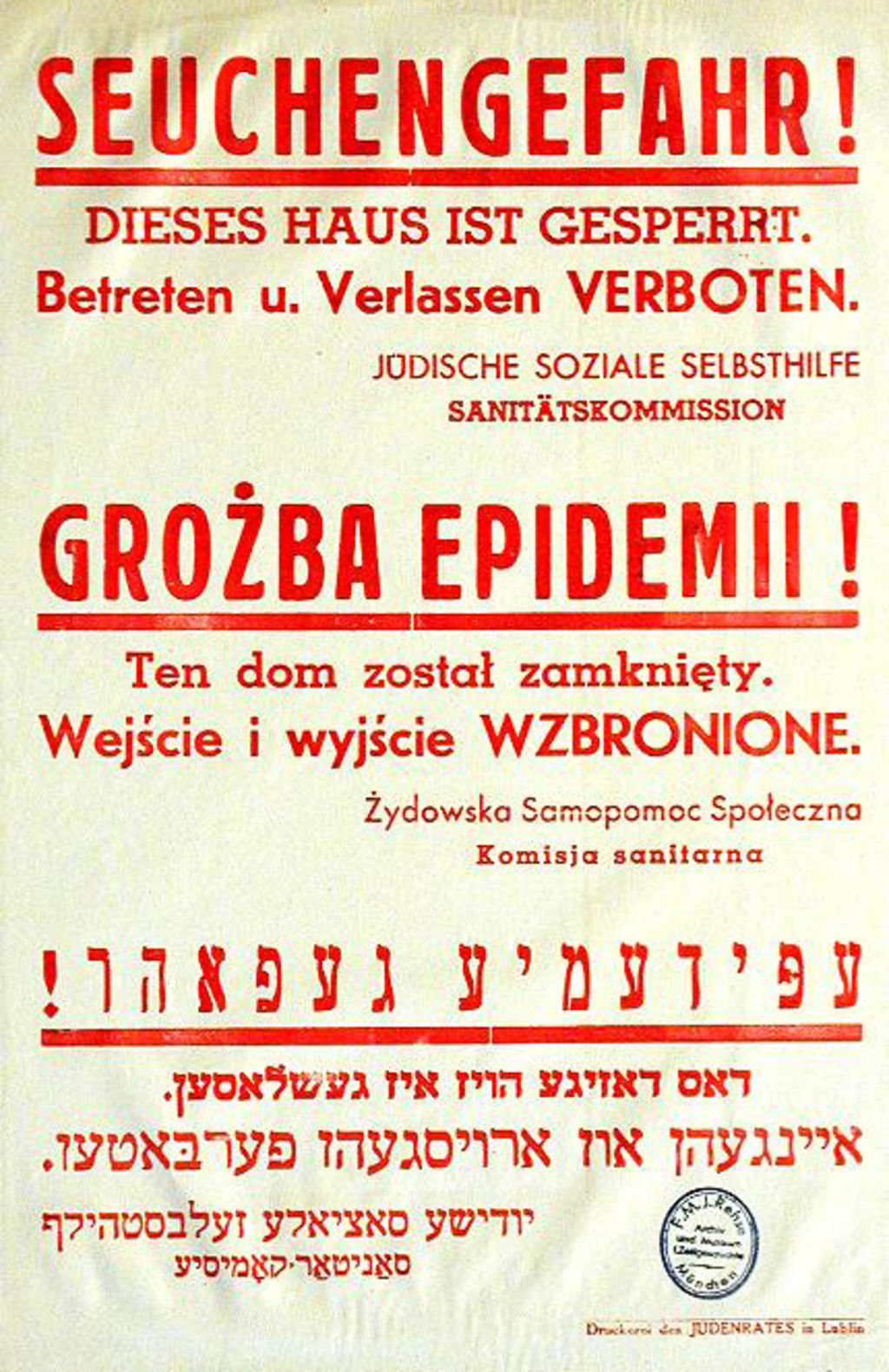 Exponat: Plakat: Ghetto Lublin, 1941