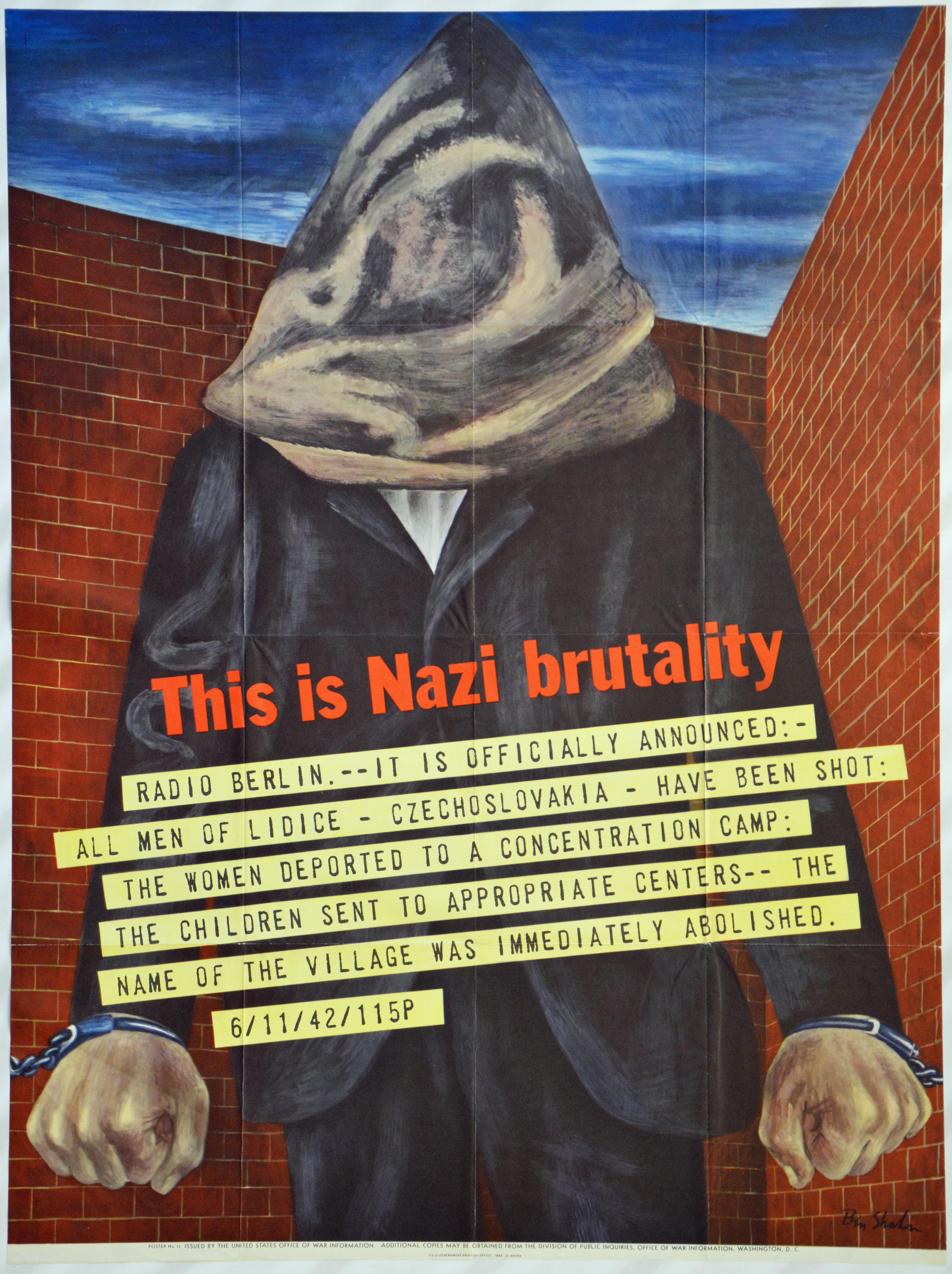 Amerikanisches Anti-NS-Plakat, das Massaker in Lidice betreffend, 1942
