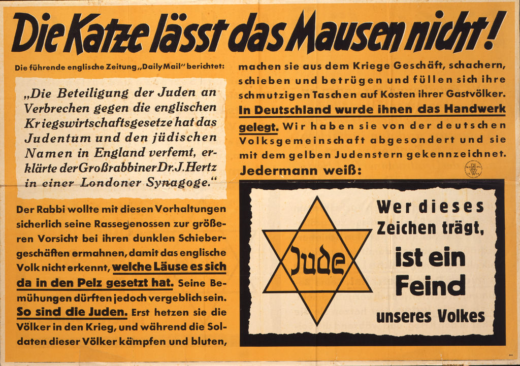 Plakat: "Die Katze lässt das Mausen nicht!", 1942