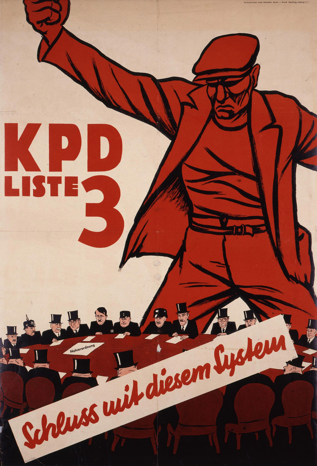 Poster KPD Schluss mit diesem System Kommunismus Weimarer Republik Plakat A2 