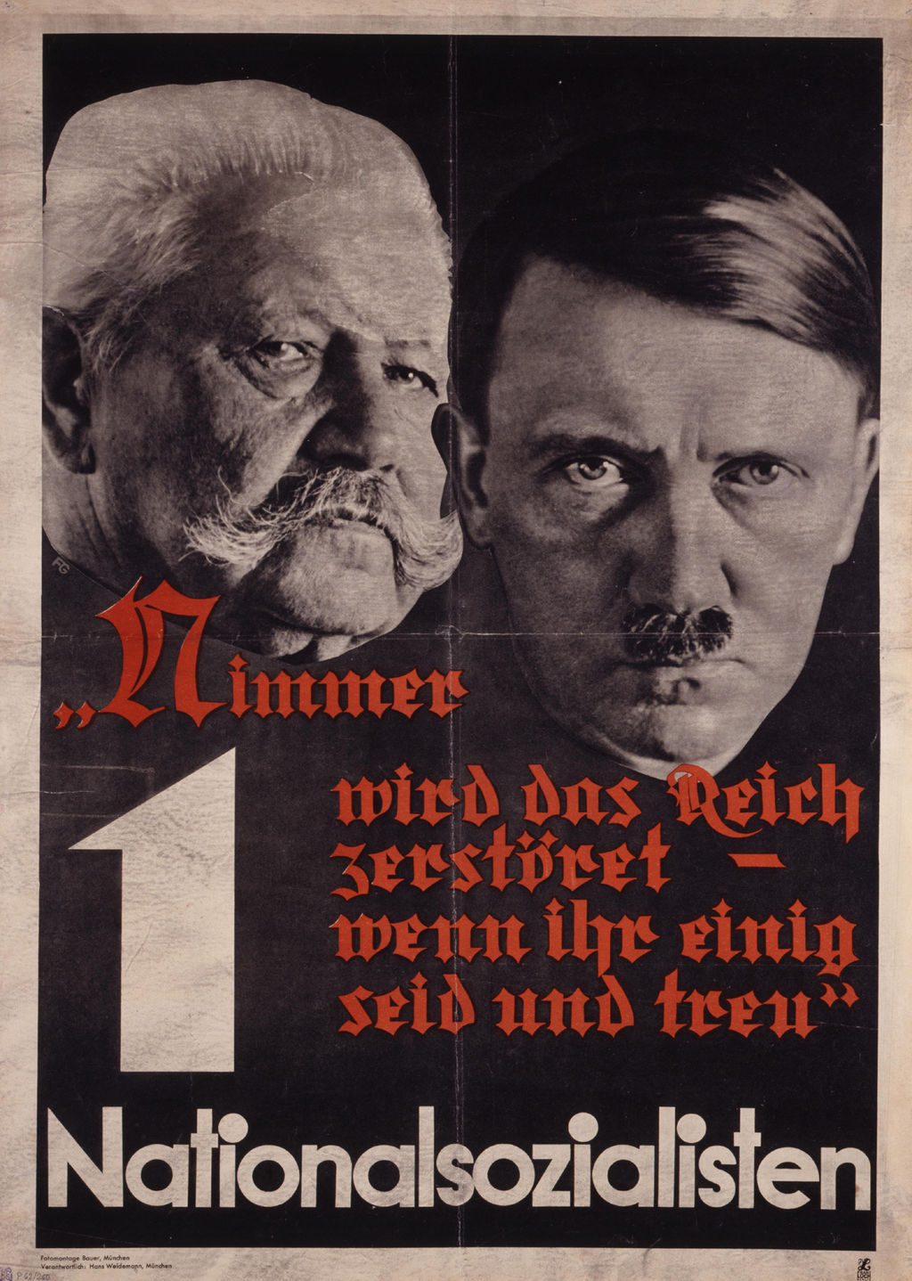 Plakat: Bauer "Nimmer wird das Reich zerstöret...", 1933