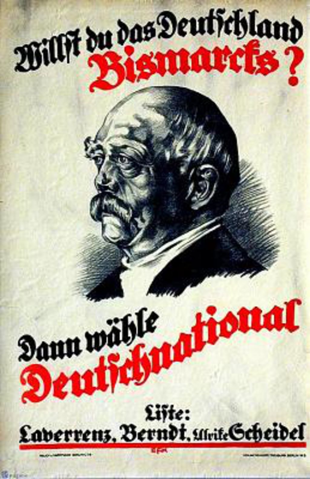 Plakat: Willst Du das Deutschland Bismarcks?, 1924