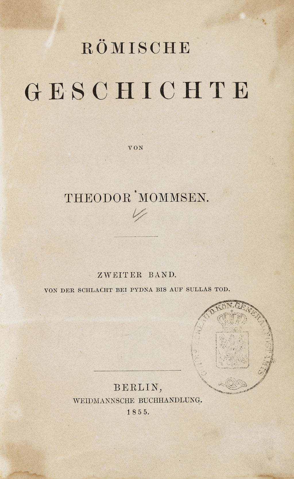 Buch: Theodor Mommsen, Römische Geschichte, Bd. 2, 1855