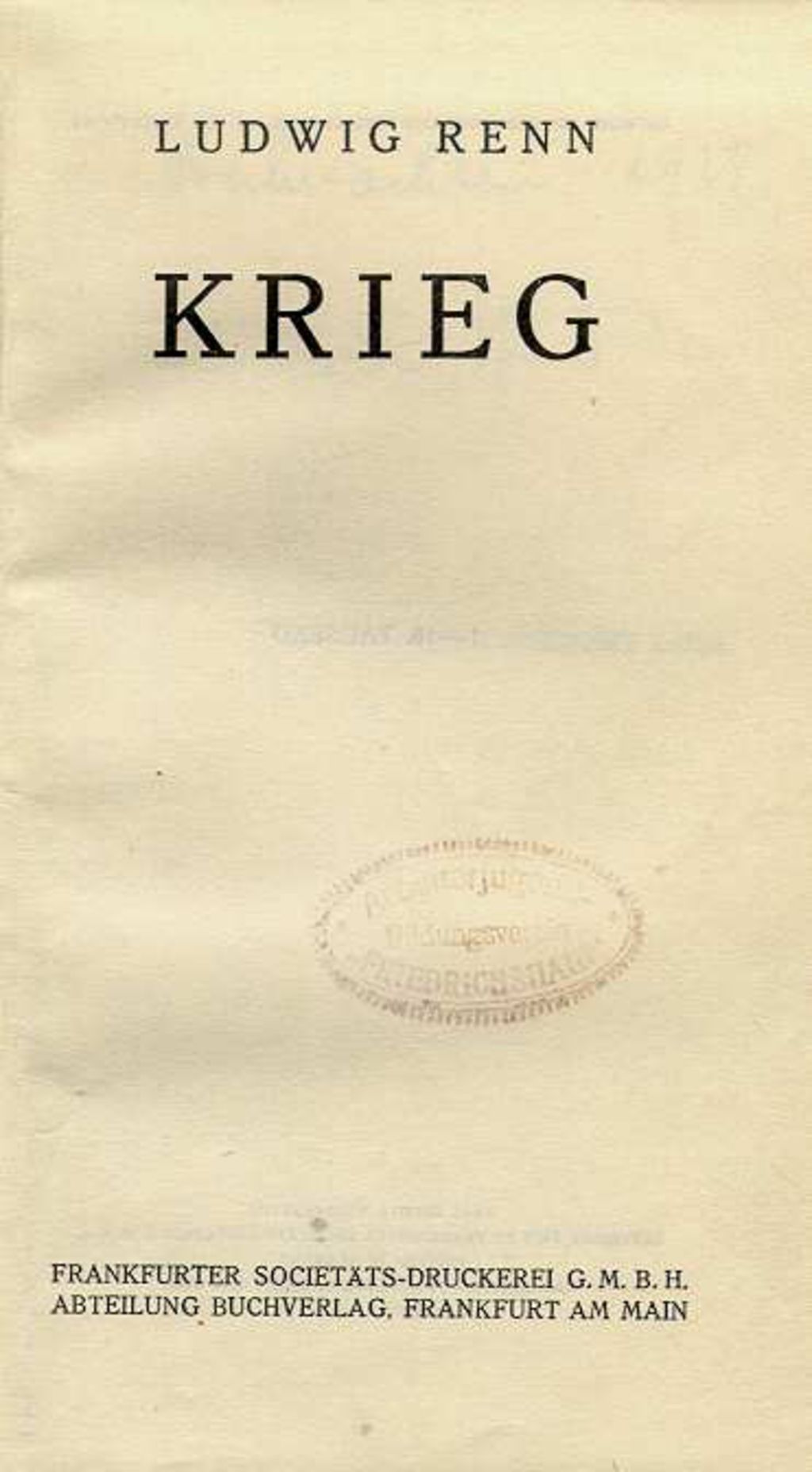 Exponat: Buch: Renn, Ludwig "Krieg", 1929