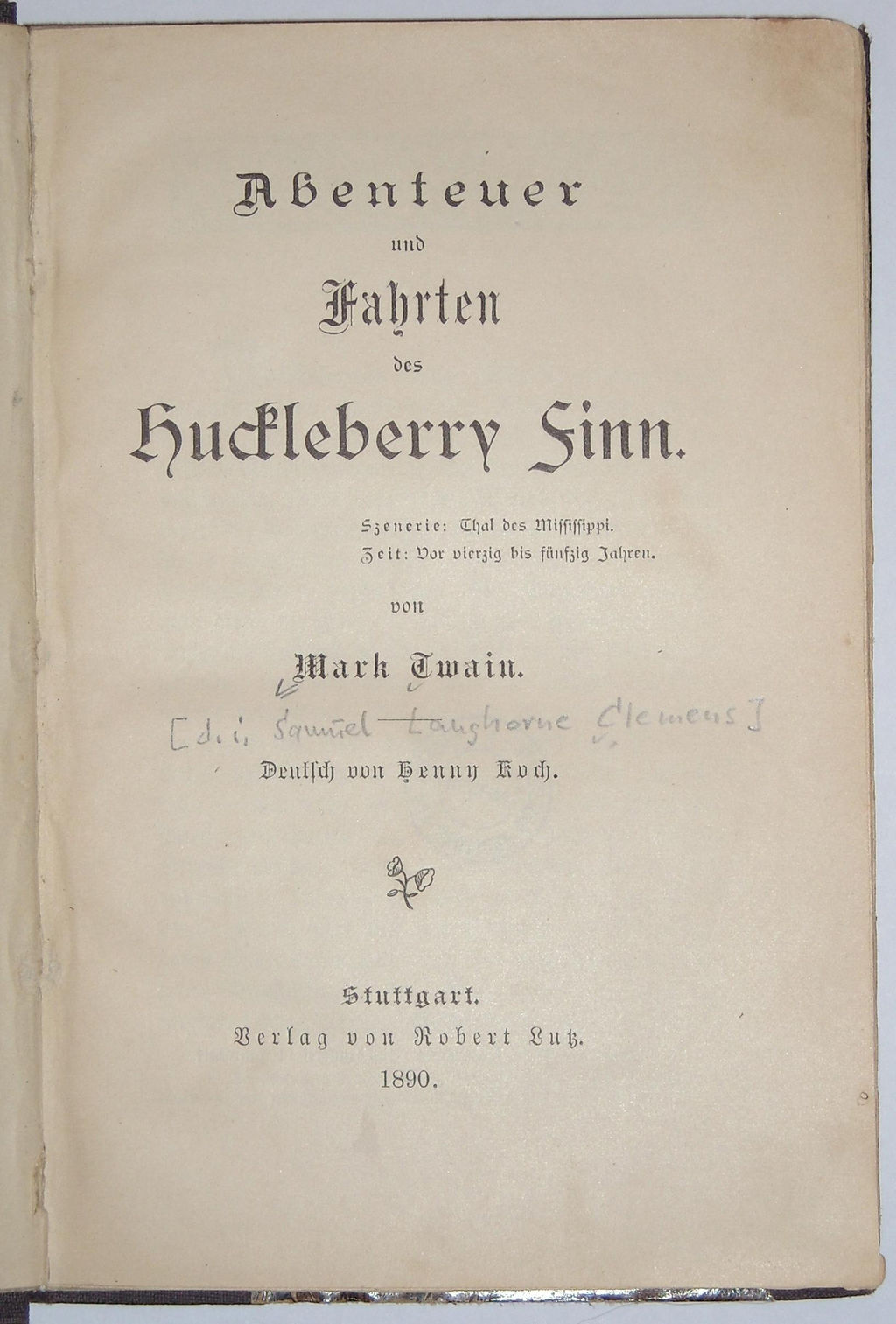 Buch: Twain, Mark "Huckleberry Finn", 1890