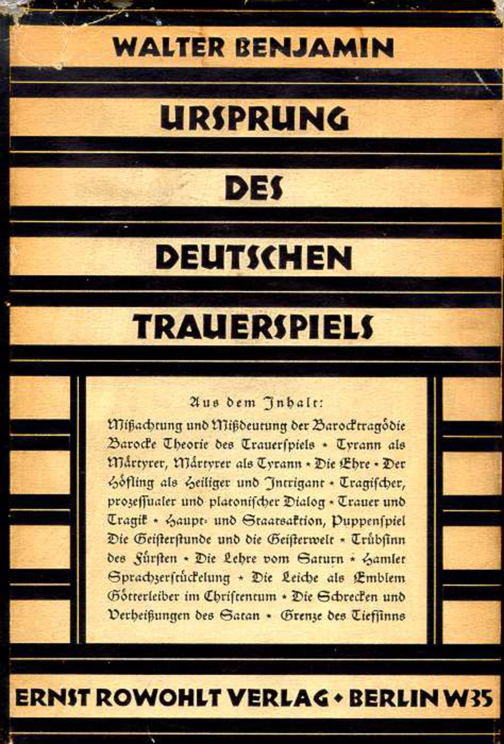 Buch: Benjamin, Walter "Ursprung des deutschen Trauerspiels", 1928